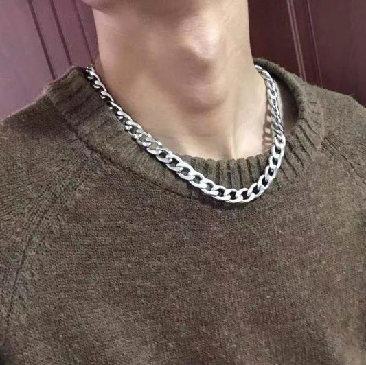 Titanium Steel Necklace Atmospheric Simple Cuban Necklace Street Hip-Hop Trendy Men's Necklace