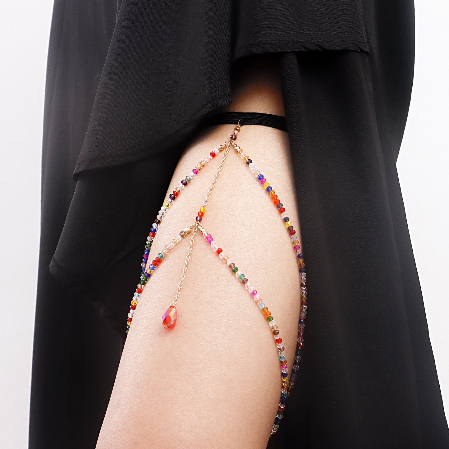 Jewelry thigh ring colorful crystal beads sexy hot girl leg chain casual body chain legchain