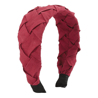 F4989 fabric wide-brimmed braided headband pure color twist braid personality high skull top going out elegant headband female