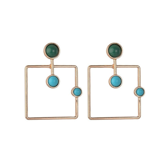 Fashion Exaggerated Geometric Round Triangle Square Alloy Large Earrings Front and Back Ear Clip Accessories