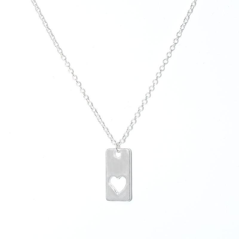 Jewelry Hollow Heart Shaped Geometric Cuboid Necklace Female Pendant Necklace Clavicle Chain
