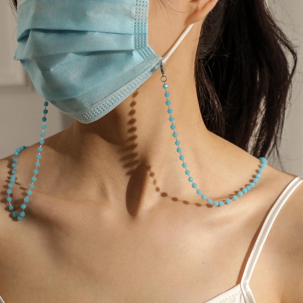 Mask anti-lost hanging chain fashion glossy crystal ball handmade chain mask lanyard glasses chain multi-purpose
