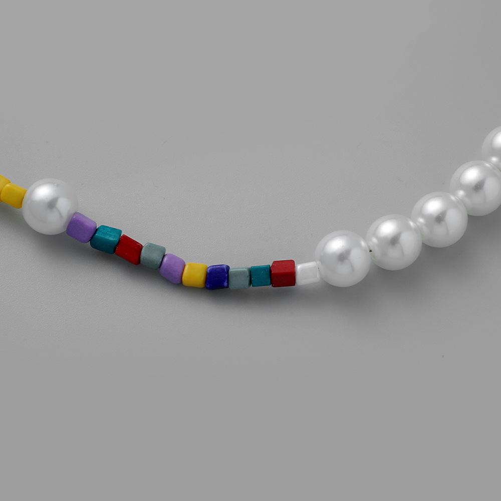 Trendy Creative Asymmetric Beads Imitation Pearl Necklace Fashion Colorful Elegant Lovely Necklace for Men and Women