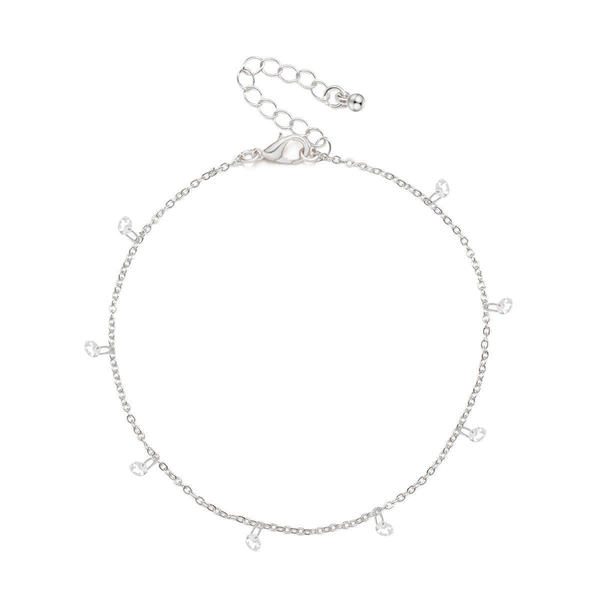 Jewelry Simple Metal Chain Beach Anklet Female Bohemian Fashion Rhinestone Foot Jewelry