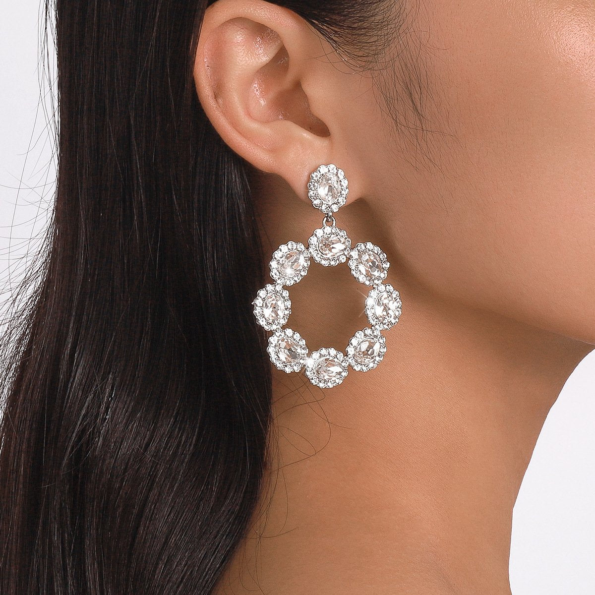 1675 Jewelry Exaggerated Light Luxury Diamond Wreath Circle Earrings Personality Retro Palace Earrings
