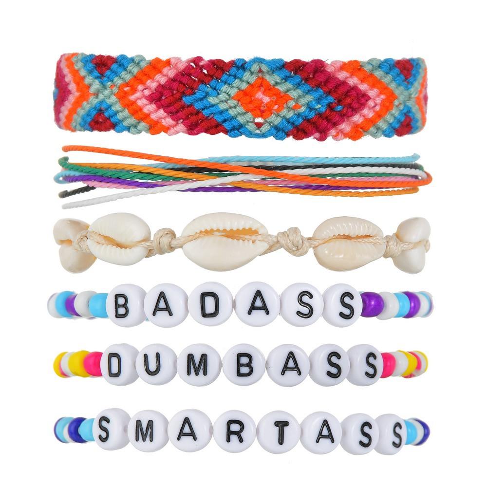 Accessories Braided Friendship Bracelet Bohemian Alphabet Shell Bracelet Ethnic Set of Chains
