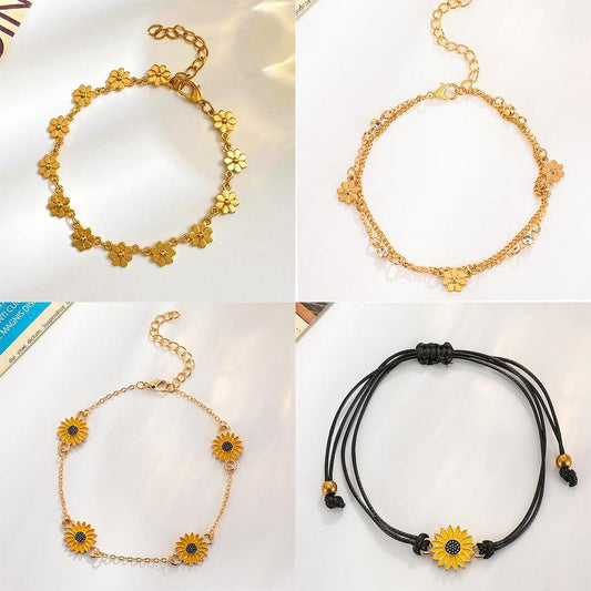 Small Daisy Bracelet Women's Fashion Temperament Sunflower Sun Flower Friendship Couple Bracelet Net Red Hand Jewelry