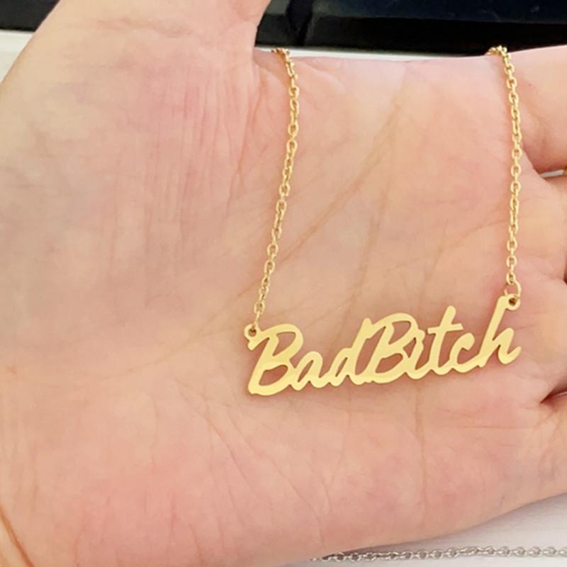 Exquisite creative niche design letter titanium steel necklace female hip-hop English small letter collarbone chain girlfriend jewelry