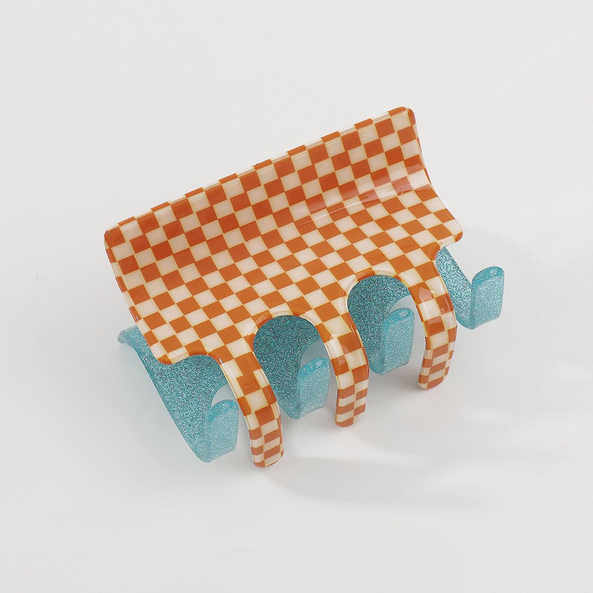 F4479 Acetic acid plate two-color fashion shark hair clip sweet checkerboard small fresh temperament clip female