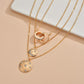Fashion Alloy Rhinestone Star Moon Pendant Necklace Vintage Multilayer Necklace Accessories
