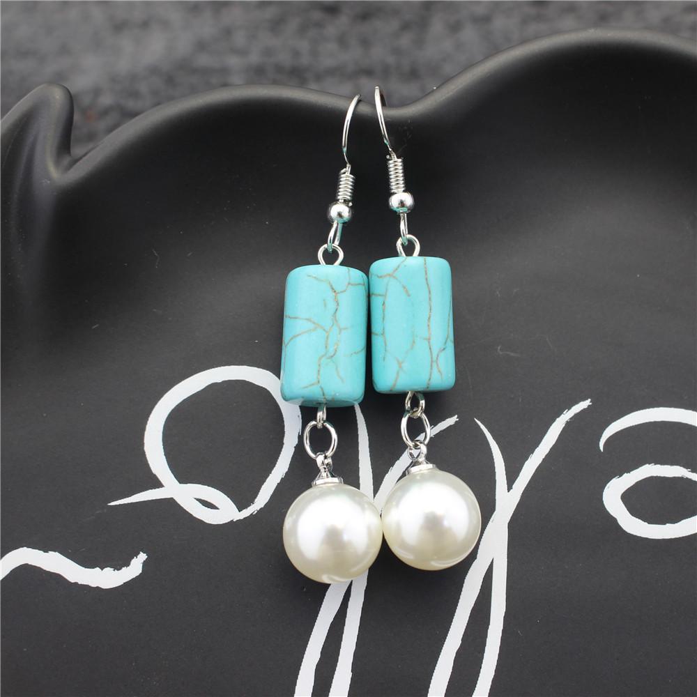 High-gloss imitation pearl earrings natural turquoise earrings star earrings with the same temperament