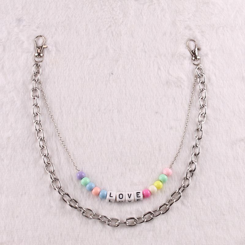 Ins trendy street retro double-layer acrylic letter pants chain hip-hop pants waist chain hanging chain belt accessories