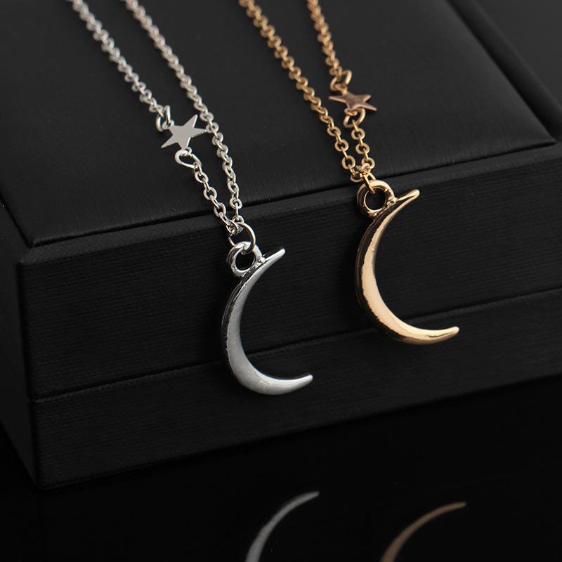 Fashion Simple Star Moon Necklace Personality Crescent Clavicle Chain Jewelry