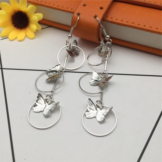 Butterfly Hoop Ladies Earrings Versatile Long Earrings Fashion Decoration