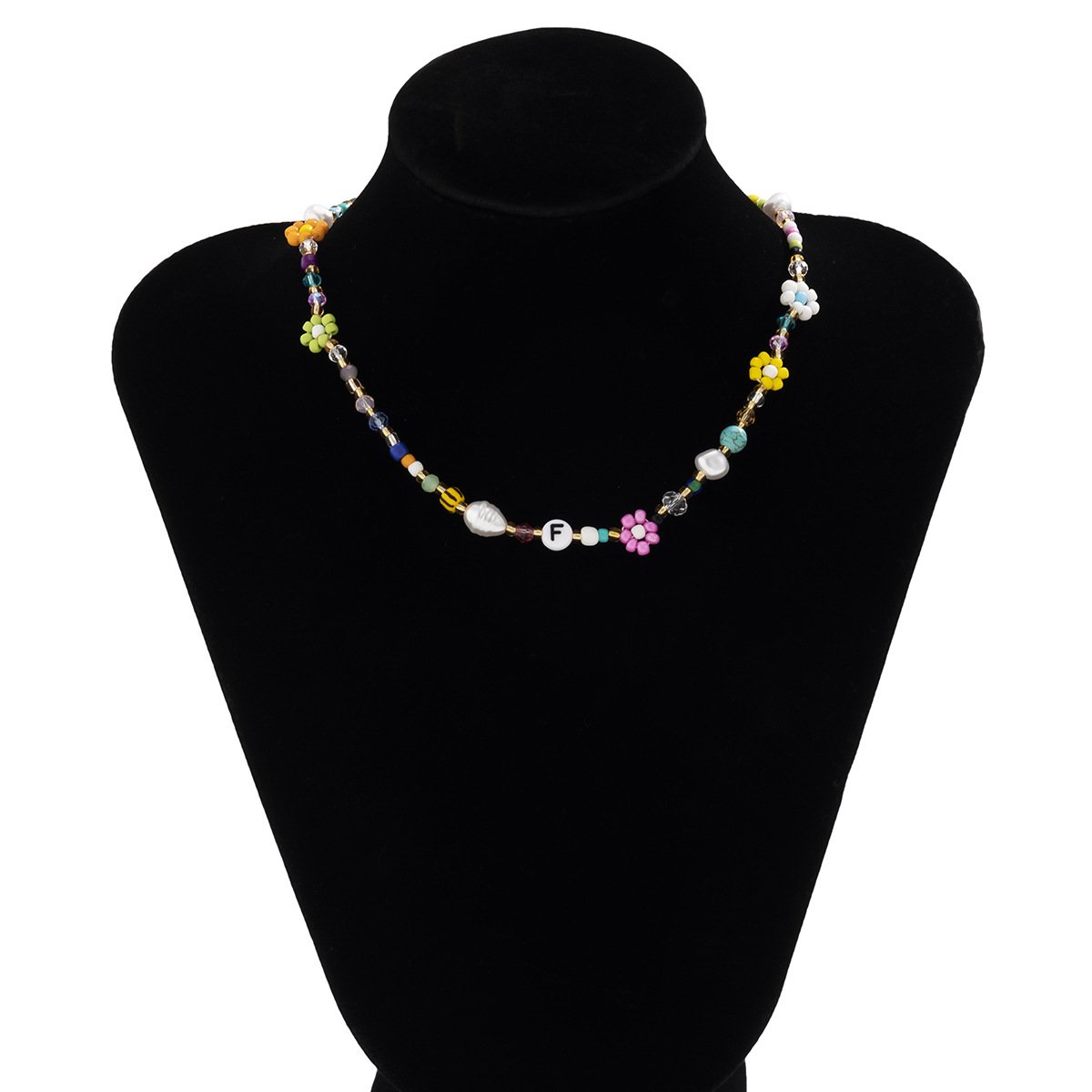 Jewelry simple imitation pearl color clavicle necklace mix and match woven small daisy letter necklace female