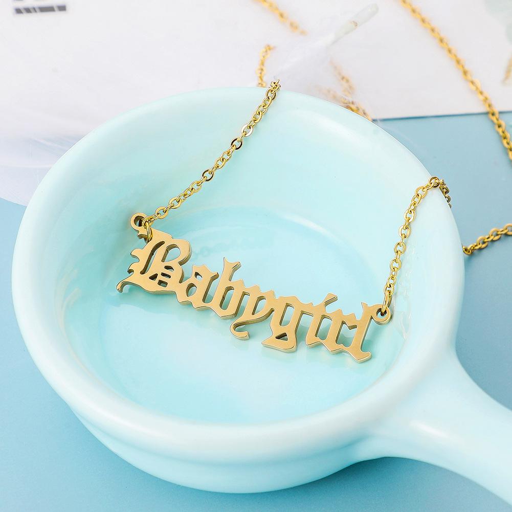 Fashion Items Jewelry Versatile Stainless Steel Pendant Cut Gold Alphabet Necklace