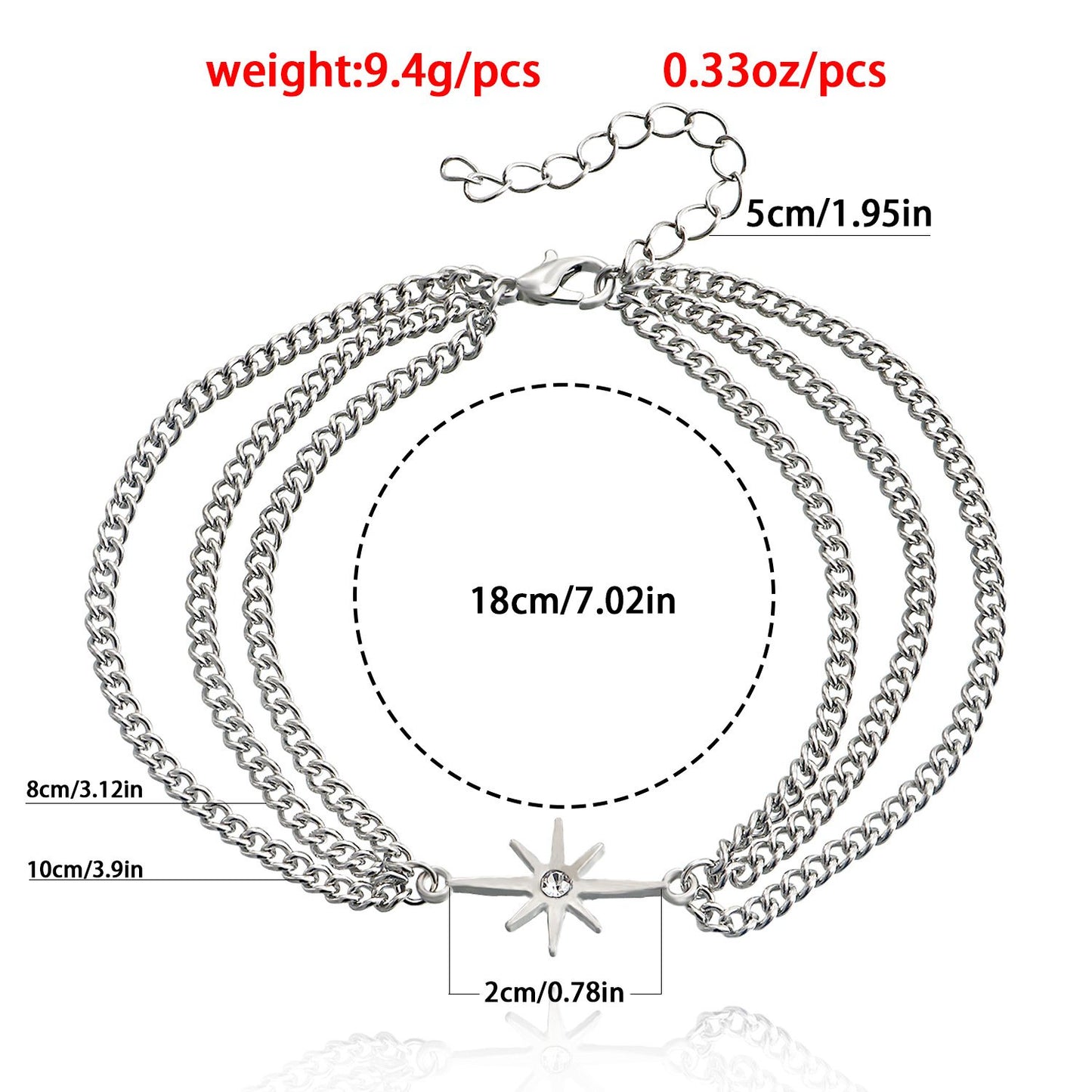 Jewelry niche design multi-layer chain micro-inlaid diamond eight-pointed star bracelet female hot girl hand decoration high-end sense