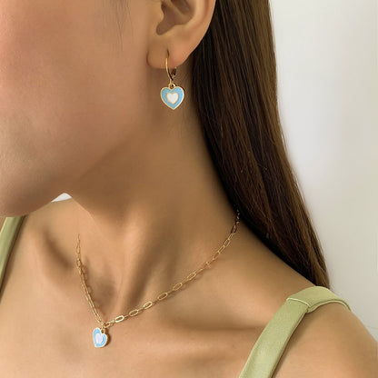Jewelry Painting Nectarine Heart Metal Cross Chain Necklace Simple Temperament Clavicle Pastoral Necklace Female