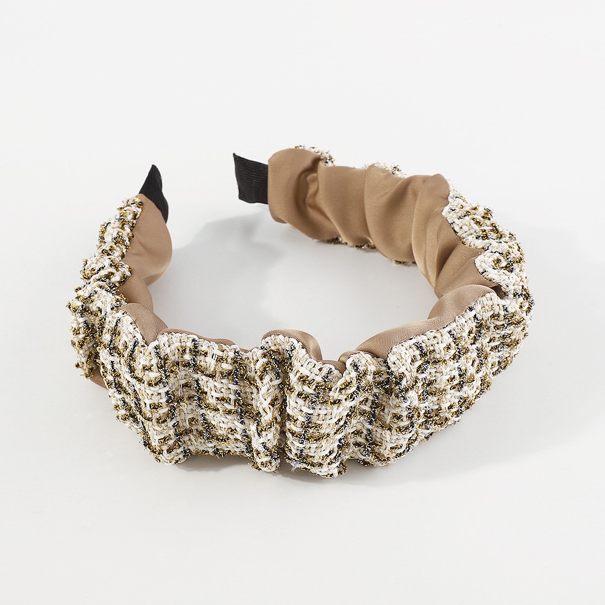 F5125 Creative Large Intestine Fold Headband Autumn and Winter Series Braided Contrasting Color Fabric Fashion Geometric Headband