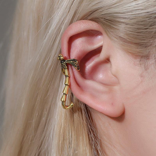 Retro Gothic dragonfly ear clip without ear hole ins creative insect long single ear clip female earrings