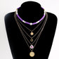 Jewelry Bohemian retro multi-layer color soft pottery geometric round pendant necklace female personality