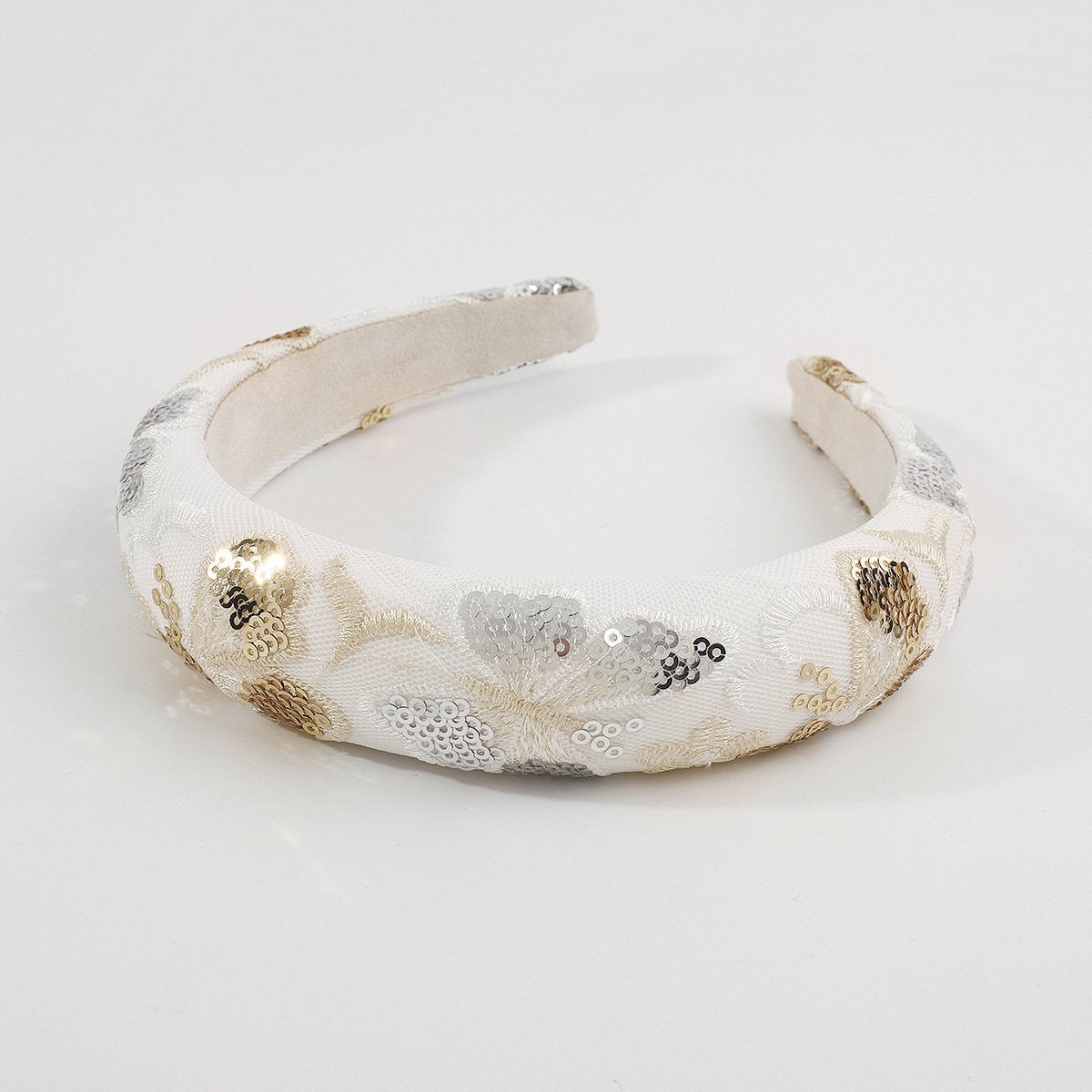 F4536 Small Fresh Net Red Fashion Sponge Headband Embroidered Sequin Flower Elegant Retro Sweet Fabric Headband