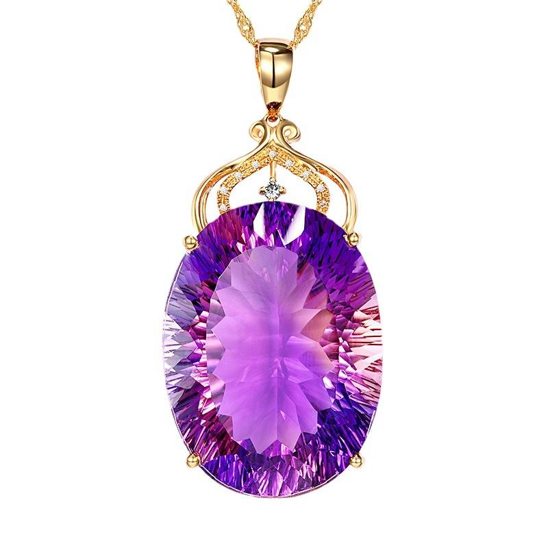 Women Fashion Luxury Amethyst Pendant Necklace Ametrine Gemstone Necklace Jewelry