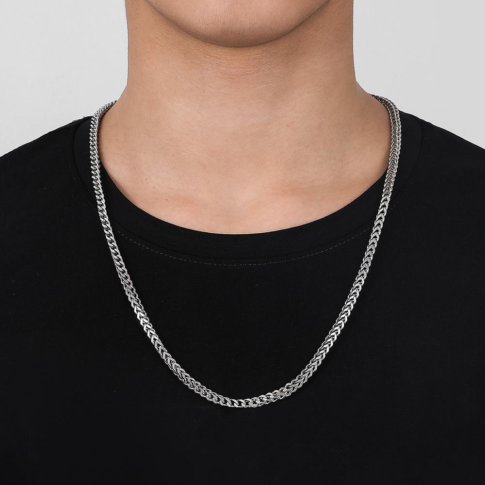 Hip-hop trendy titanium steel Cuban chain all-match Zondi sparkling collar personalized punk necklace