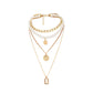 Jewelry Retro Multi-layer Mix and Match Imitation Pearl Necklace Simple Geometric Embossed Necklace Female
