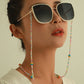 Jewelry rainbow round beads transparent color rice beads glasses chain ladies mask non-slip lanyard