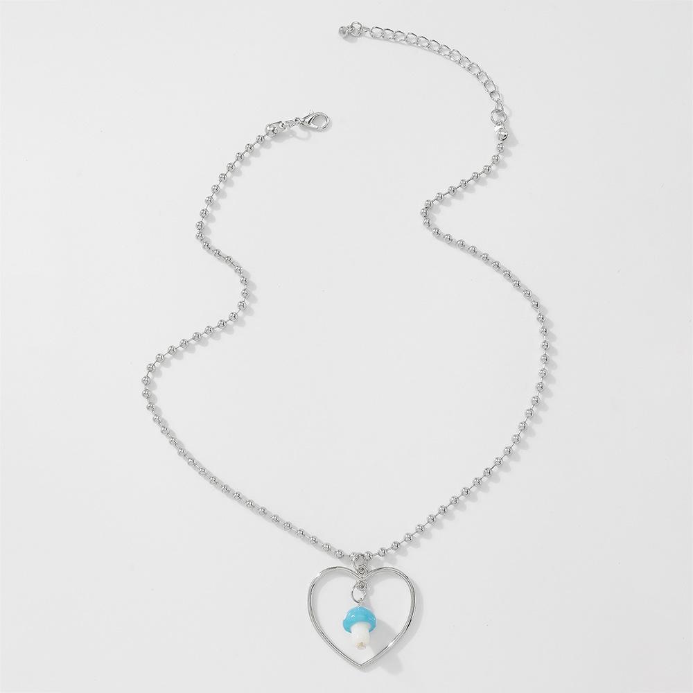 N966 Simple Geometric Fashion Necklace Love Resin Small Mushroom Pendant Necklace Age Reducing Sweet Necklace