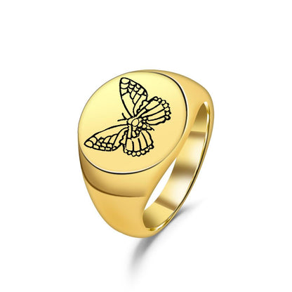ins simple butterfly ring retro fashion niche engraving printing butterfly index finger ring temperament ring
