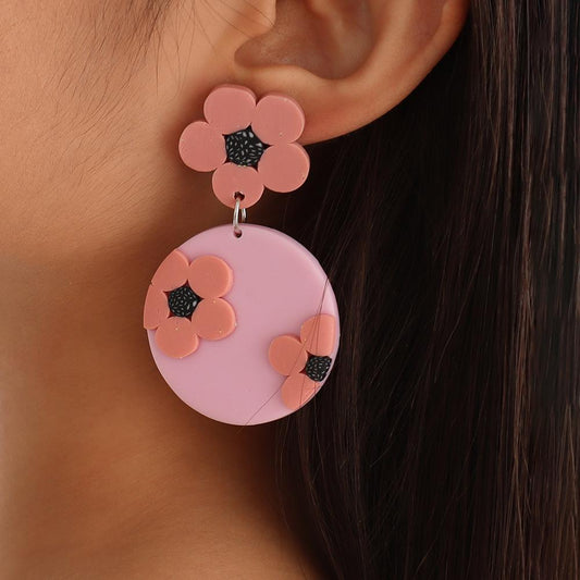 E138 small fresh earrings spring and summer outing sweet flower earrings soft pottery color fashion earrings women