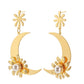 Pearl Moon Surrounding the Sun Ladies High Sense Exaggerated Moon Flower Pearl Earrings