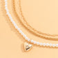 Jewelry Temperament Retro Diamond Heart Pearl Necklace Hip Hop Metal Geometric Clavicle Necklace