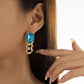 Jewelry temperament simple color imitation gemstone earrings female retro personality metal chain earrings