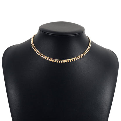 N1245 Simple niche disc tassel necklace single-layer fashion personality trendy necklace net red street style necklace