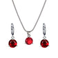 Fashion Temperament Jewelry Necklace Earrings Two-Piece Set Round Multicolor Zircon Pendant Set