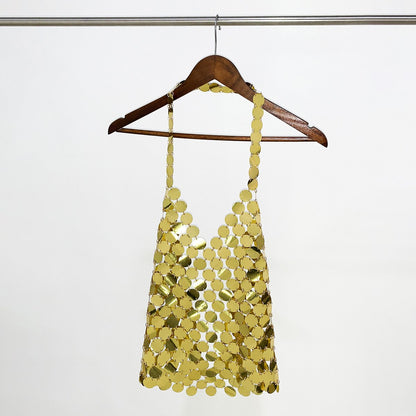 Jewelry Sexy Sequin V Neck Vest Handmade Dress Chain Night Shiny Disc Body Chain