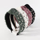 F5144 Retro geometric knotted pleated texture headband personality light luxury beaded rhinestone niche headband