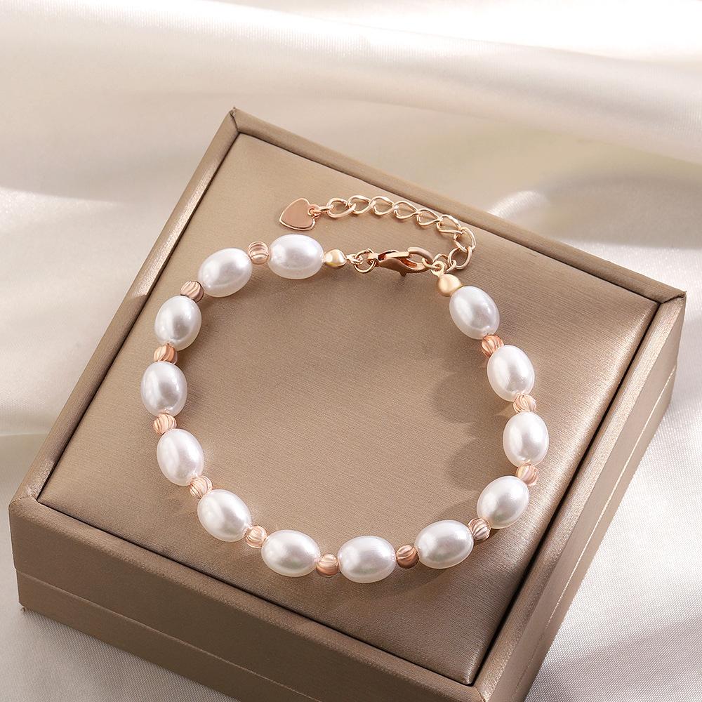 Ins Simple Pearl Bracelet Female Fashion Temperament Handwoven Bracelet Bracelet Sweet Girlfriend Gift