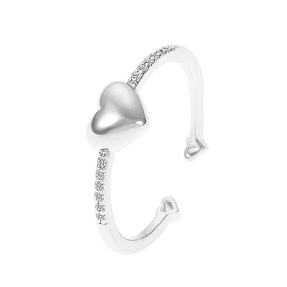 Ins diamond love ring female fashion personality creative geometric opening index finger ring heart-shaped couple ring