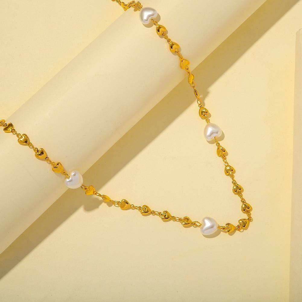 Creative Love Metal Pearl Mask Chain Fashion Versatile Peach Heart Glasses Chain Personality Multi-purpose Necklace Jewelry