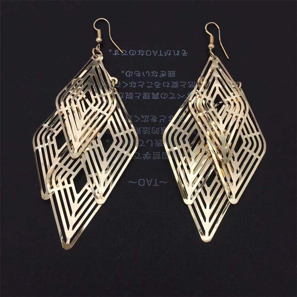 Baroque Hollow Rhombus Multi-layered Earrings For Women Earrings