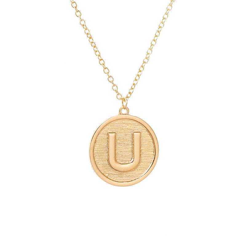 Jewelry round cake horseshoe-shaped U-shaped necklace tag ID card letter pendant female necklace