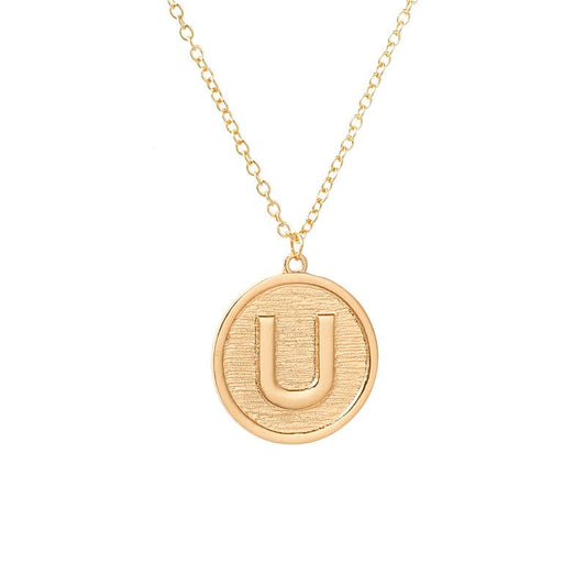 Jewelry round cake horseshoe-shaped U-shaped necklace tag ID card letter pendant female necklace