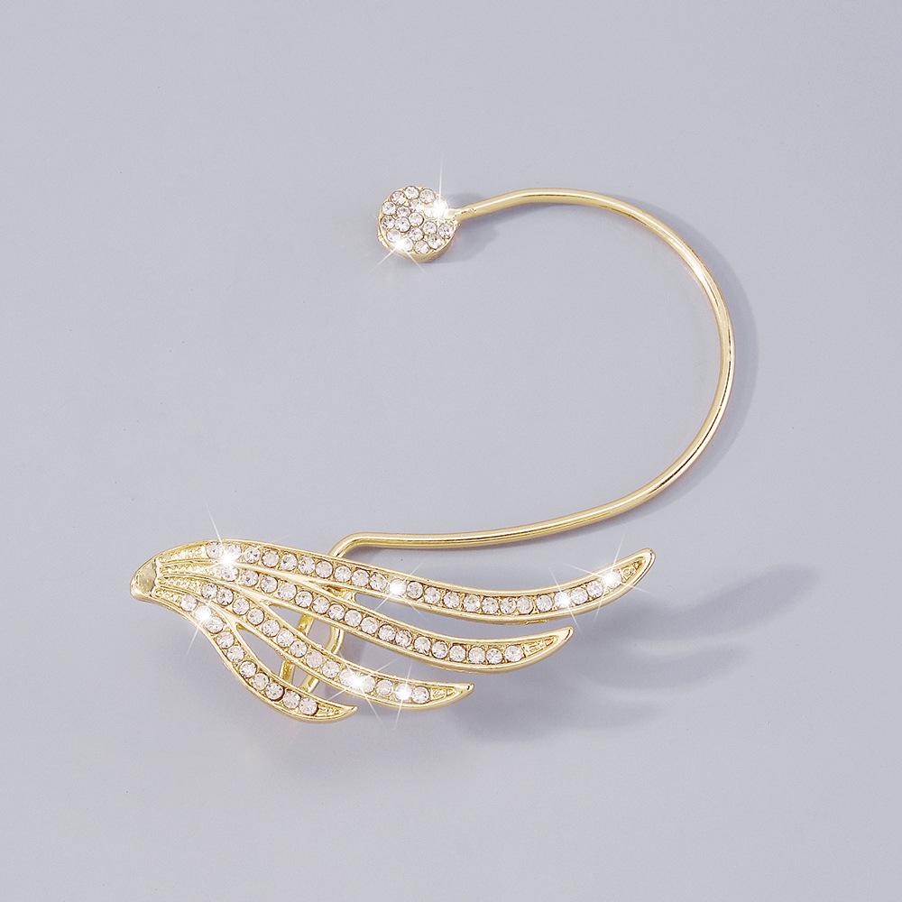 E1154 Cold personality earrings without piercing simple temperament ear hanging full of diamond wings sweet cool ear clip