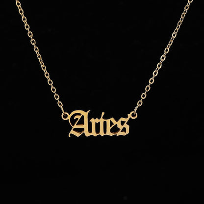 Fashion Personality Creative Item Jewelry Old English Cut Zodiac Necklace Straight