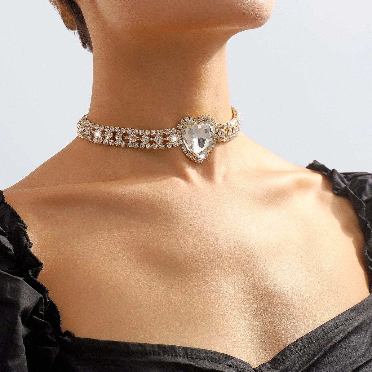 N19 Baroque light luxury claw chain full diamond elegant necklace romantic sweet love dinner necklace choker