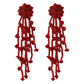 E199 Niche Beaded Design Sense Fashion Earrings Rice Beads Resin Flower Long Tassel Earrings Women